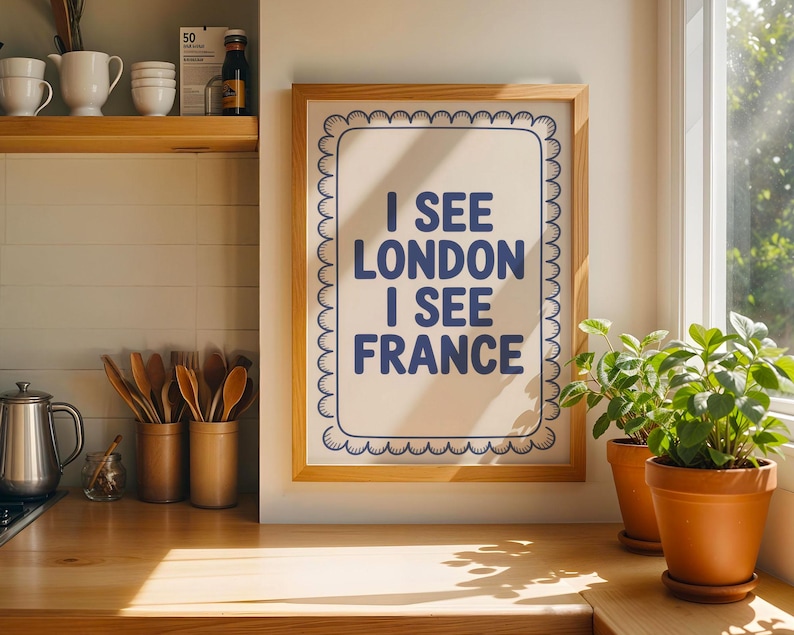 Funny Bathroom Sign Poster: “I See London I See France” Toilet Humor Print image 7