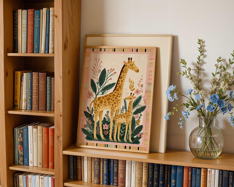 Giraffe Art Print: Jungle Kids Nursery Colorful Animal Illustration Bedroom Decor image 10