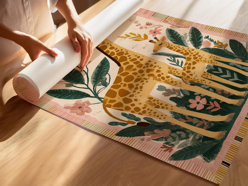 Giraffe Art Print: Jungle Kids Nursery Colorful Animal Illustration Bedroom Decor image 9