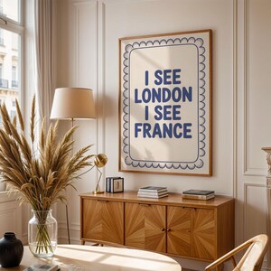 Funny Bathroom Sign Poster: “I See London I See France” Toilet Humor Print image 2