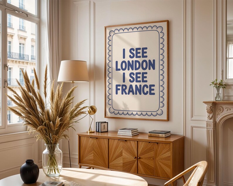Funny Bathroom Sign Poster: “I See London I See France” Toilet Humor Print image 2