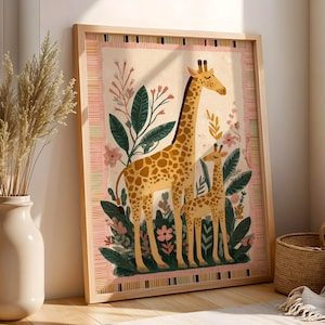 Giraffe Art Print: Jungle Kids Nursery Colorful Animal Illustration Bedroom Decor image 7