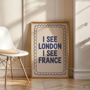 Funny Bathroom Sign Poster: “I See London I See France” Toilet Humor Print image 3