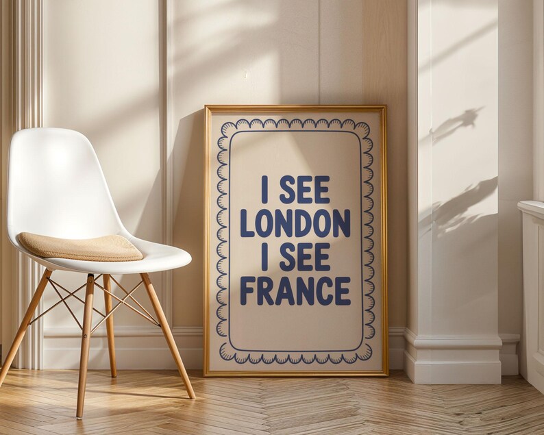 Funny Bathroom Sign Poster: “I See London I See France” Toilet Humor Print image 3