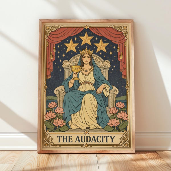 Funny Tarot Card Poster: The Audacity Feminist Witchy Art Print Decor