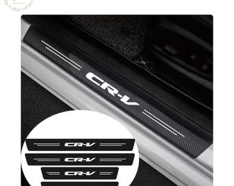 Carhanson Door Sill Protector Scuff Plates For 2023 Honda CR-V – Black Gloss, Self-Adhesive Trim (4-Piece Set)