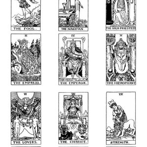 Libro para colorear de tarot - Páginas para colorear de cartas del tarot para imprimir 78 cartas, libro para colorear imprimible de tarot rider waite pdf