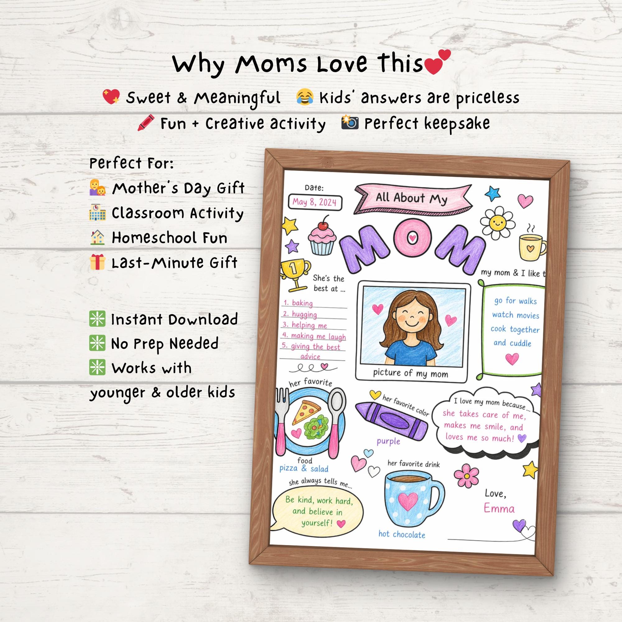 Mom. Printable Worksheet.pdf All About My Mom Printable Worksheet | Mother's Day Kids Interview (PDF ...