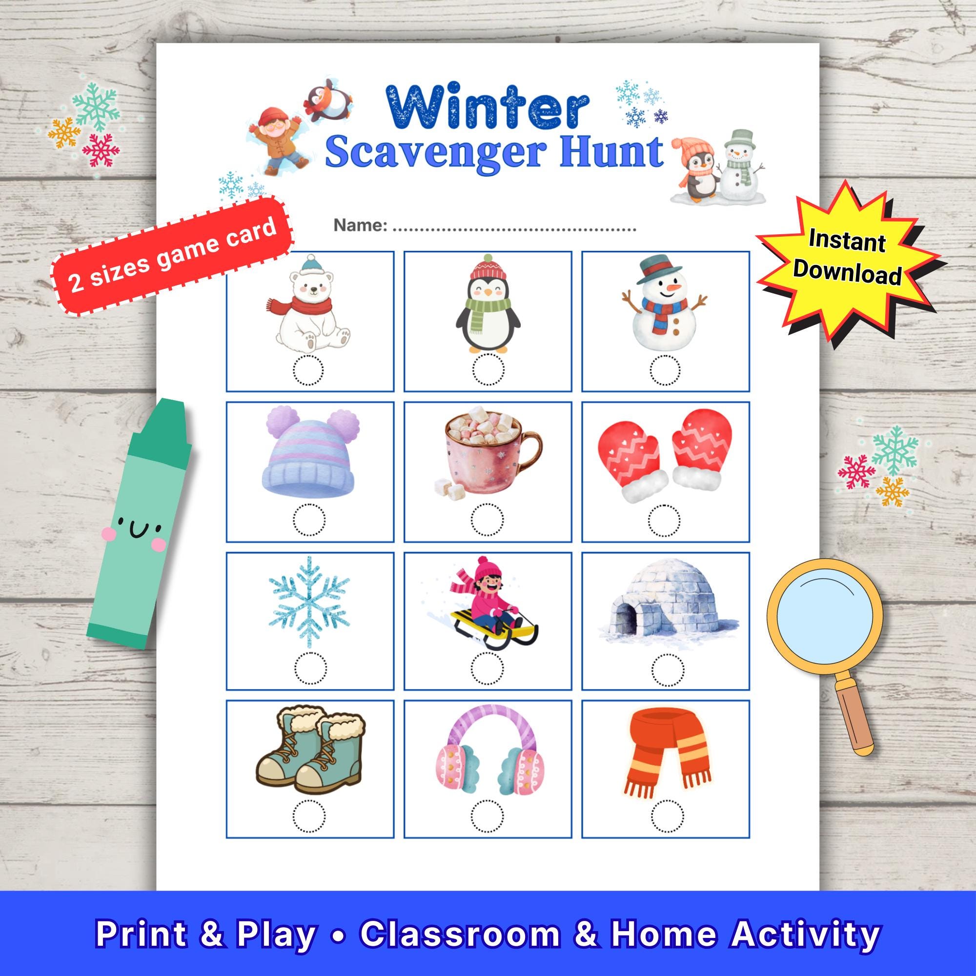 Winter Scavenger Hunt Printable for Kids | Fun Seasonal Game | A4 & US ...