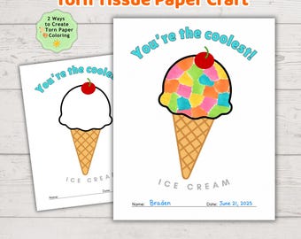Ice Cream Torn Paper Craft Activity | Summer Preschool Kindergarten (Digital Download)