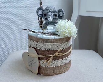 Petit gâteau de couches avec animaux - gâteau de couches neutre - gâteau de couches pour filles - gâteau de couches pour garçons - cadeau de naissance