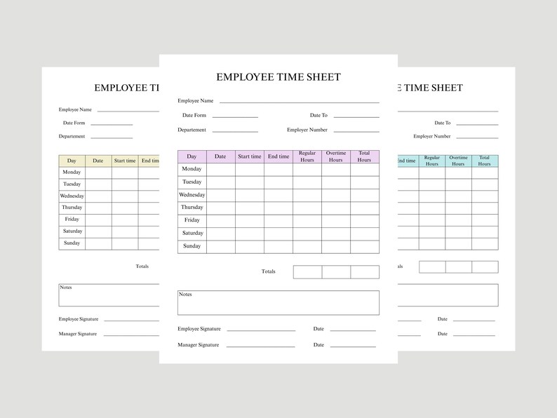Weekly Employee Time Sheet | Printable Work Log (PDF) - Etsy Canada
