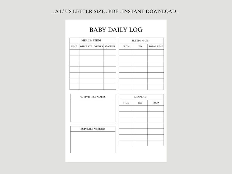Baby Daily Log Printable, Newborn Tracker (PDF) - Etsy