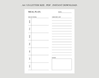 Meal Planner: Food Plan , Food Planning (PDF Download)