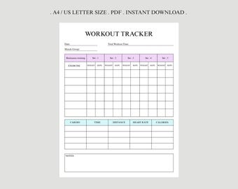 Daily Workout Tracker Printable, Fitness Journal (A4/US Letter) (Digital Download)