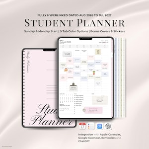 Academic Student Planner 2026-2027, Digital Goodnotes iPad Journal (Digital Download)