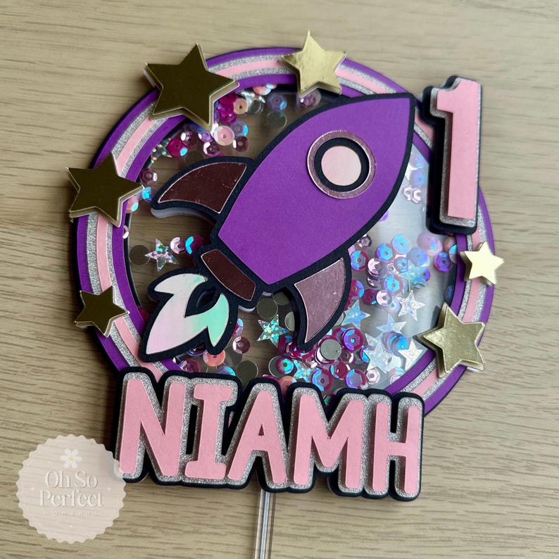 Space Shaker Cake Topper | Personalised Name and Age - Etsy