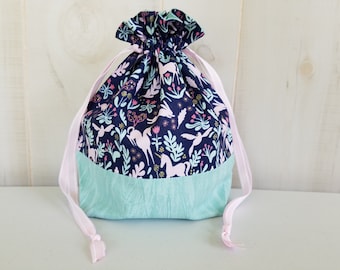 Sock Project Bag: Minty Unicorns