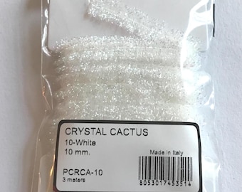 Fly Tying Essentials: Textreme 10mm Cactus Chenille Crystal - 3 Metre Card - White