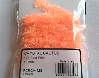 Fly Tying Essentials: Textreme 10mm Cactus Chenille Crystal - 3 Metre Card - Fluorescent Pink