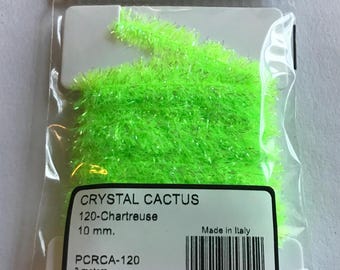 Fly Tying Essentials: Textreme 10mm Cactus Chenille Crystal - 3 Metre Card - Chartreuse