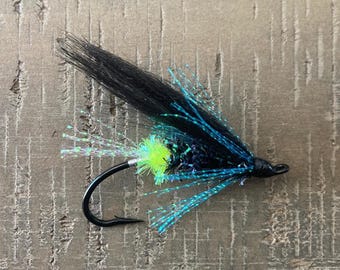 Salmon and Steelhead Flies - Crystal Dark Blue Charm - Size 1 - Daiichi 2161 Salmon Curved