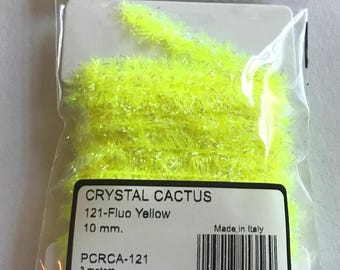 Fly Tying Essentials: Textreme 10mm Cactus Chenille Crystal - 3 Metre Card - Fluorescent Yellow