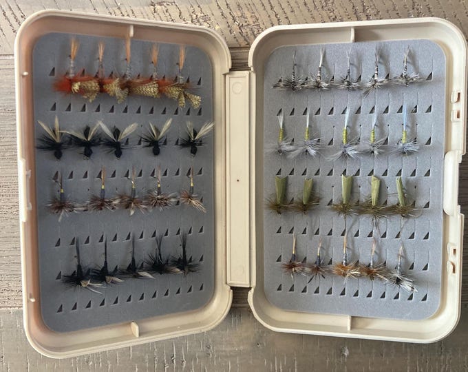 Featured listing image: Hand-Tied Trout Fishing Dry Flies: 40 Fly Pattern Set, Size 12