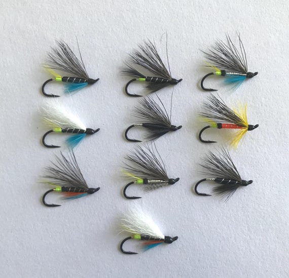 Traditional Newfoundland Atlantic Salmon Flies - 10 Fly Pattern Set - Size 6 or 8