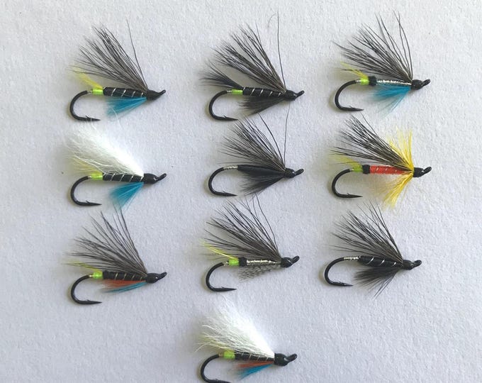 Featured listing image: Traditional Newfoundland Atlantic Salmon Flies - 10 Fly Pattern Set - Size 6 or 8
