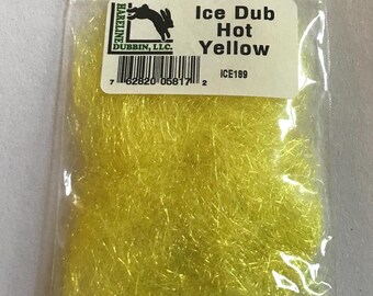 Hareline Ice Dub Dubbing Material - Adds Flash & Sparkle to Your Flies - Hot Yellow