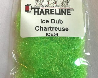 Hareline Ice Dub Dubbing Material - Adds Flash & Sparkle to Your Flies - Chartreuse