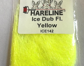 Hareline Ice Dub Dubbing Material - Adds Flash & Sparkle to Your Flies - Fluorescent Yellow