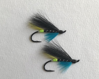 Dark Wing Blue Charm Chartreuse Butt - Atlantic Salmon Flies - 2 Pack Combo