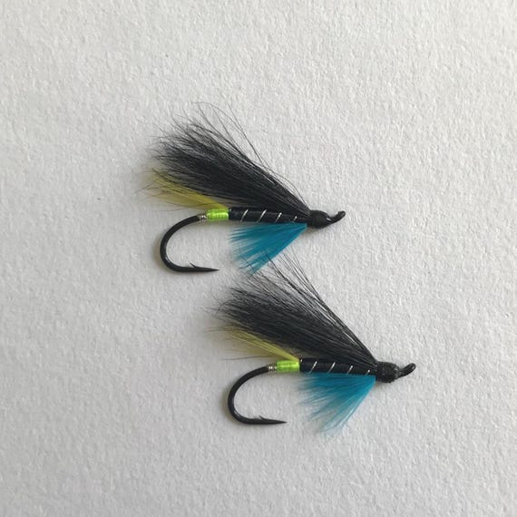 Dark Wing Blue Charm Chartreuse Butt - Atlantic Salmon Flies - 2 Pack Combo
