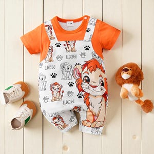 Baby Einteiler Im Löwen Print: Unisex Einteiler (0-18 M)