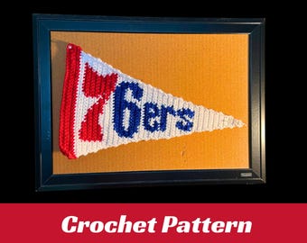 Philadelphia Basket Sport Crochet Pennant Flag Patterns (PDF) | Wall Hanging