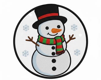 Diseño de bordado de muñeco de nieve / Archivo de máquina para vacaciones de invierno (Descarga instantánea DST)