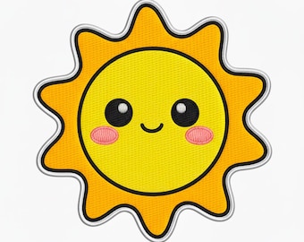 Kawaii Happy Sun Applique | Machine Embroidery Design (Digital Download)