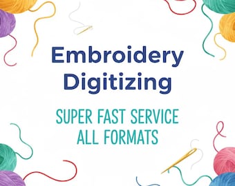 Servicio de digitalización de bordados personalizados / Digitalización rápida de logotipos / Todos los formatos (PES, DST, JEF) / Digitalización urgente