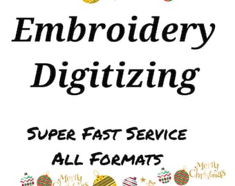 Servicio de digitalización de bordados navideños súper rápido / Todos los formatos / Logotipo a PES, DST, EXP