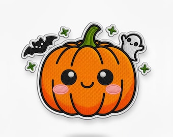 Kawaii Pumpkin Patch Applique | Halloween Embroidery File (DST)