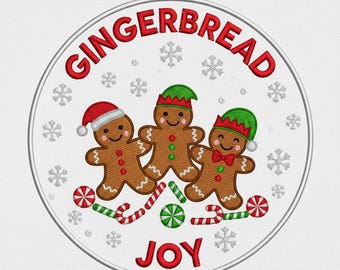 Diseño de bordado "Trío de pan de jengibre": Arte de galletas navideñas (archivo digital)