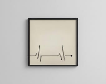 Minimalist Heartbeat EKG Print, Modern Doctor Office Decor (Digital Download)
