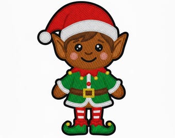 Diseño de bordado a máquina de duende navideño: Punto de ayudante de Papá Noel (digital)