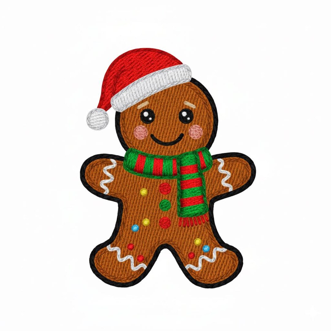 Gingerbread Man Embroidery Design Santa Hat Applique (digital Download
