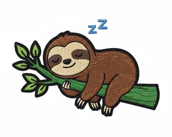 Sleeping Sloth Embroidery Design | Jungle Applique (Digital File)