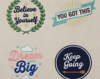 Motivational Embroidery Design Bundle, Positive Quotes, Believe, Dream Big (Digital Download)