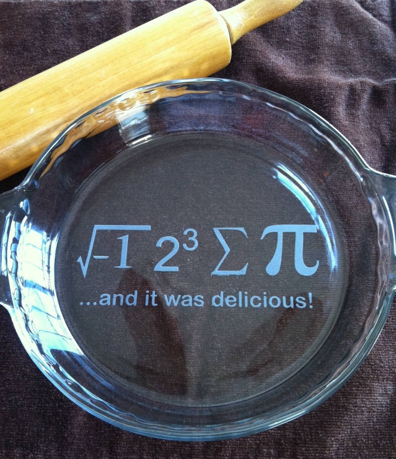 Etched Glass Pie Plate I Ate Sum Pie and It Was Delicious Math Etsy