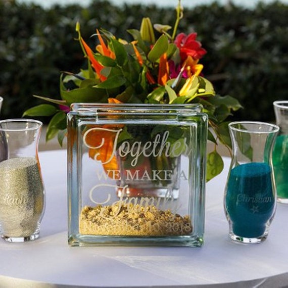 5 Piece Personalized Sand Ceremony Set Glass Block Etsy